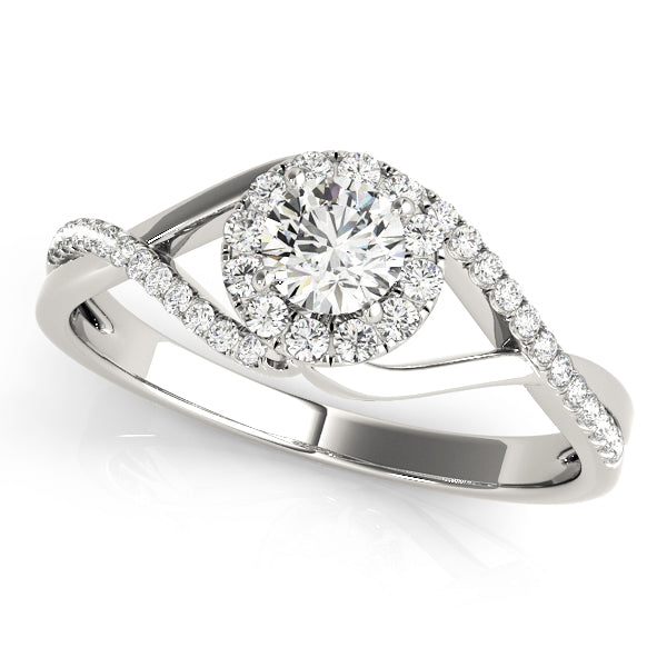 Platinum 1.25 ctw Round Diamond Halo Engagement Ring