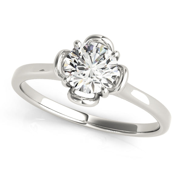 Nature-Inspired Round Diamond Basket Solitaire Diamond Engagement Ring