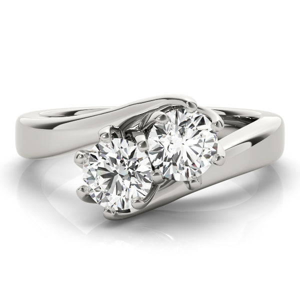 14K White Gold 1 CTW Lab Diamond Two Stone Ring