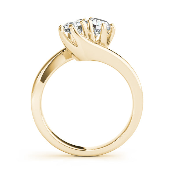 14K Yellow Gold 1 CT Lab Diamond Two Stone Ring