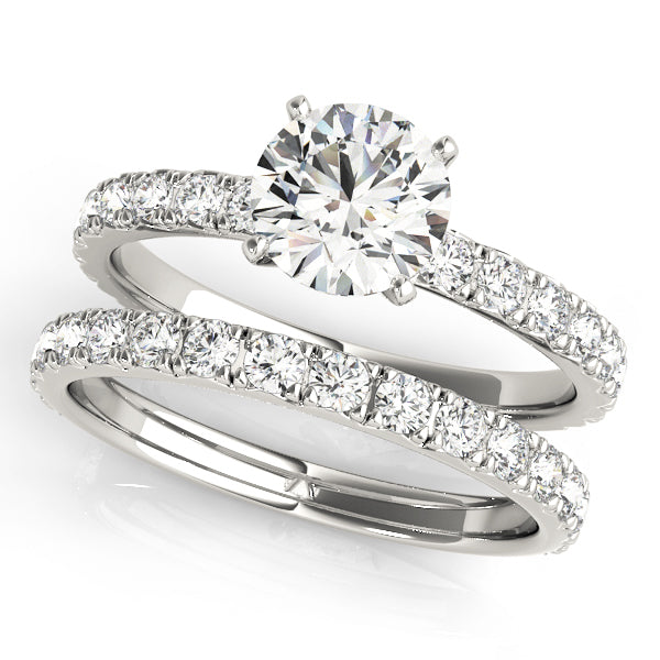 Round 4-Prong Pave Diamond Engagement Ring