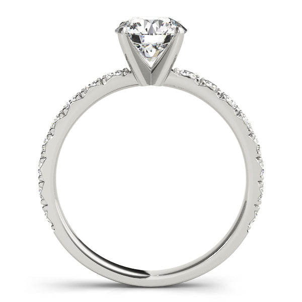 Round 4-Prong Pave Diamond Engagement Ring