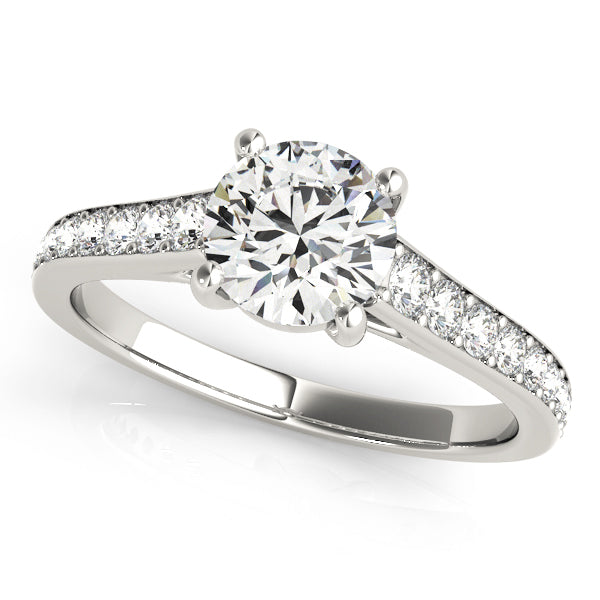 Round Diamond with Cathedral Channel-Set Band Diamond Engagement Ring