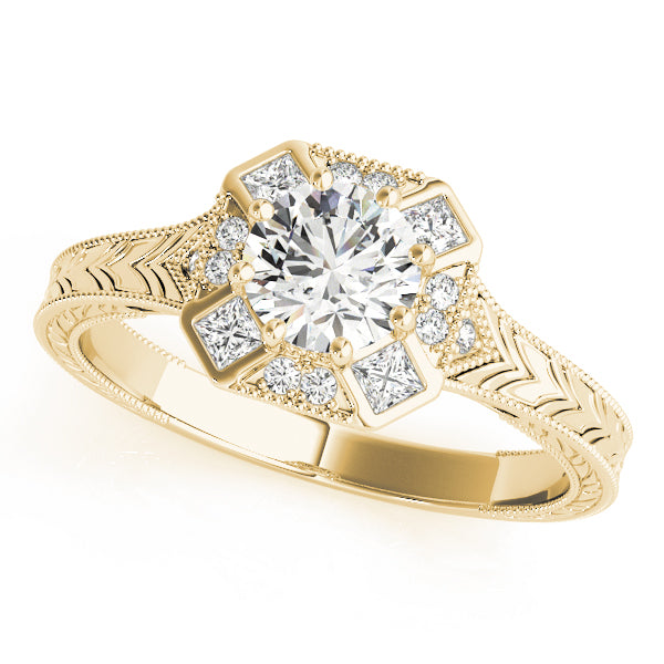 18K Yellow Gold 1.25 CT Diamond Halo Engagement Ring