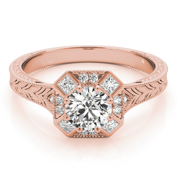 18K Rose Gold 1.25 ctw Diamond Halo Engagement Ring