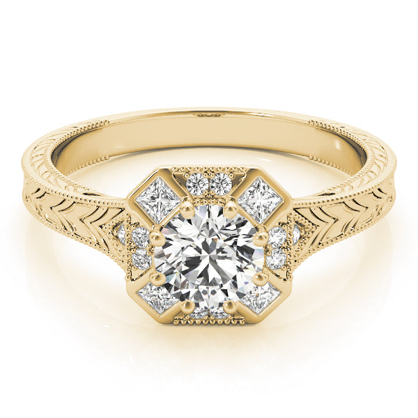18K Yellow Gold 1.25 CT Diamond Halo Engagement Ring