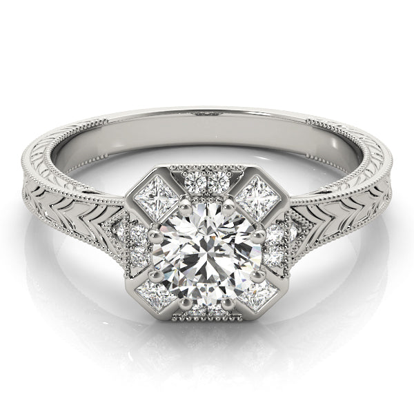 14K White Gold 1.25 ctw Diamond Halo Engagement Ring