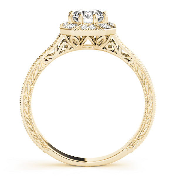 18K Yellow Gold 1.25 CT Diamond Halo Engagement Ring
