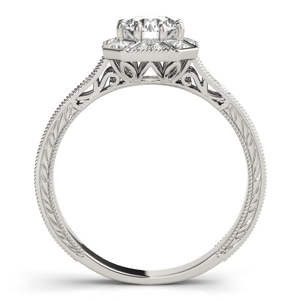 18K White Gold 1.25 ctw Diamond Halo Engagement Ring