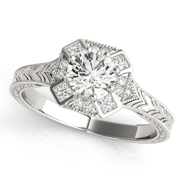 18K White Gold 1.25 ctw Diamond Halo Engagement Ring