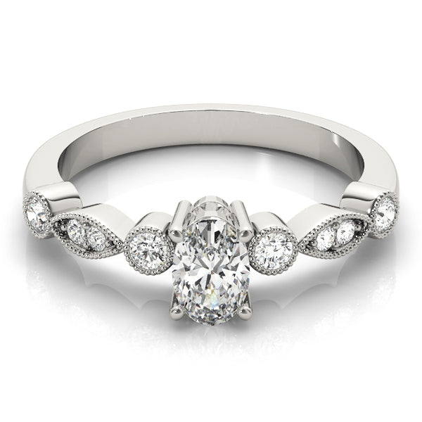 Platinum White Diamond Oval Fashion Ring