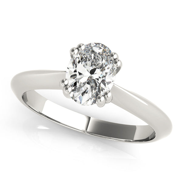 14K White Gold Oval Diamond Solitaire Ring