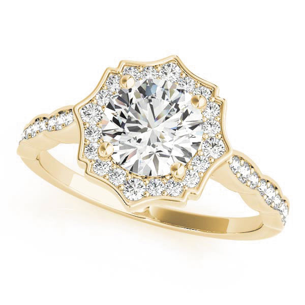 18K Yellow Gold 1.25 ct Diamond Halo Engagement Ring