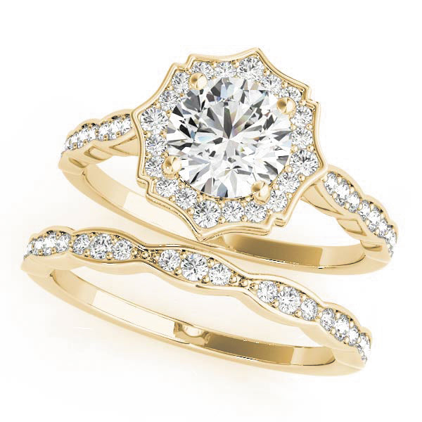 18K Yellow Gold 1.25 ct Diamond Halo Engagement Ring