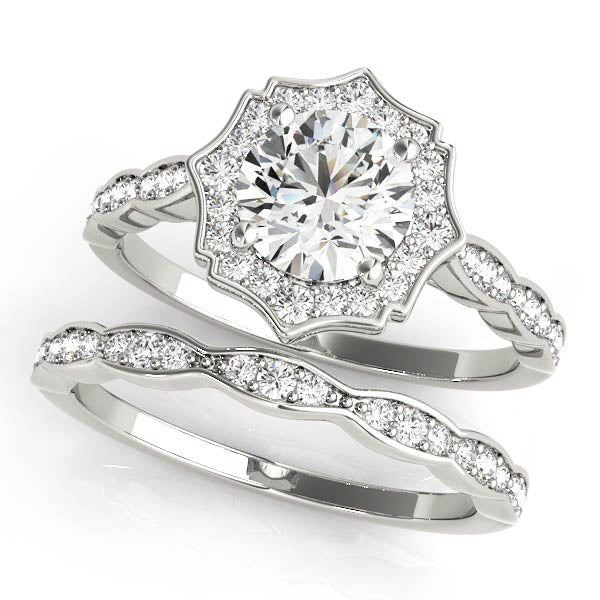 14K White Gold Round Diamond Engagement Ring
