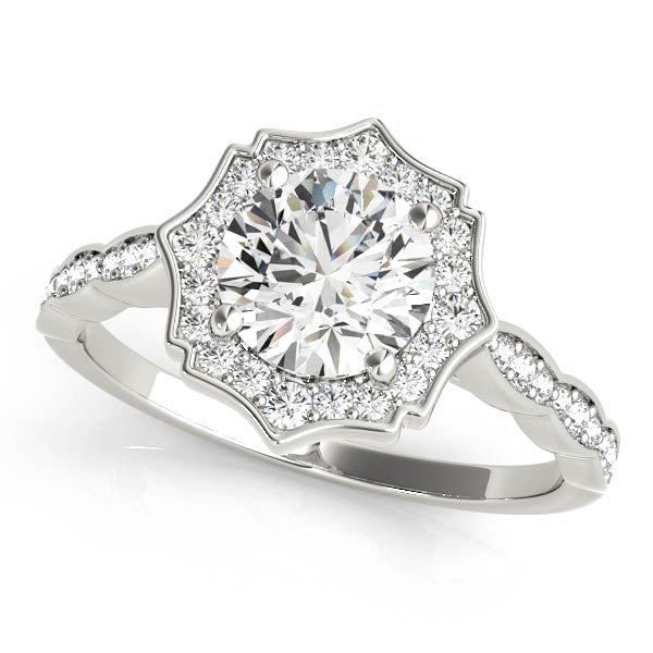 14K White Gold Round Diamond Engagement Ring