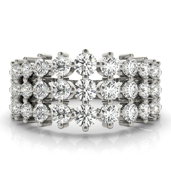 18K White Gold Lab Diamond 3-Row Ring