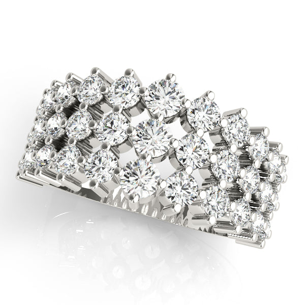 Platinum Multi-Row Lab Diamond Fashion Ring