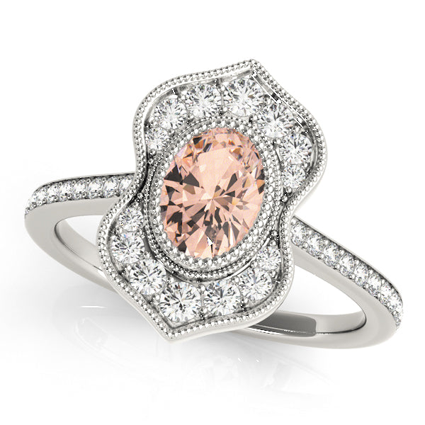 Platinum White Diamond Oval Fashion Ring