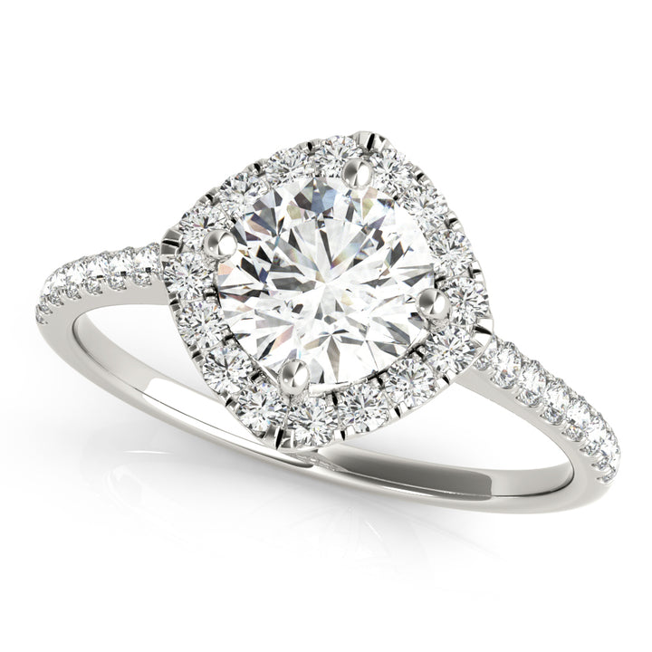 Platinum 1.33ctw Round Diamond Halo Engagement Ring
