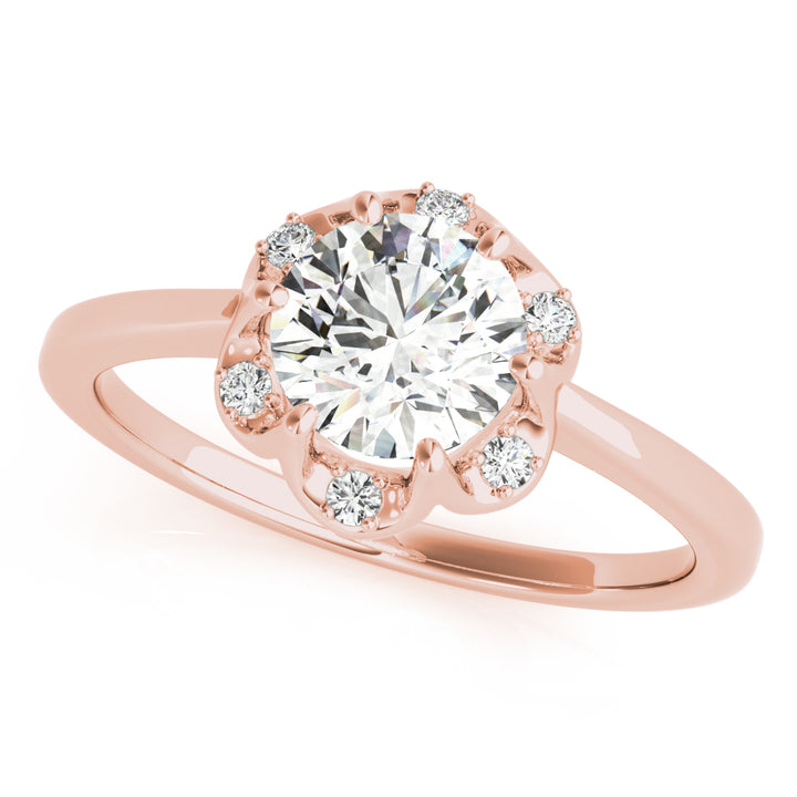 18K Rose Gold 1 CT Diamond Halo Engagement Ring