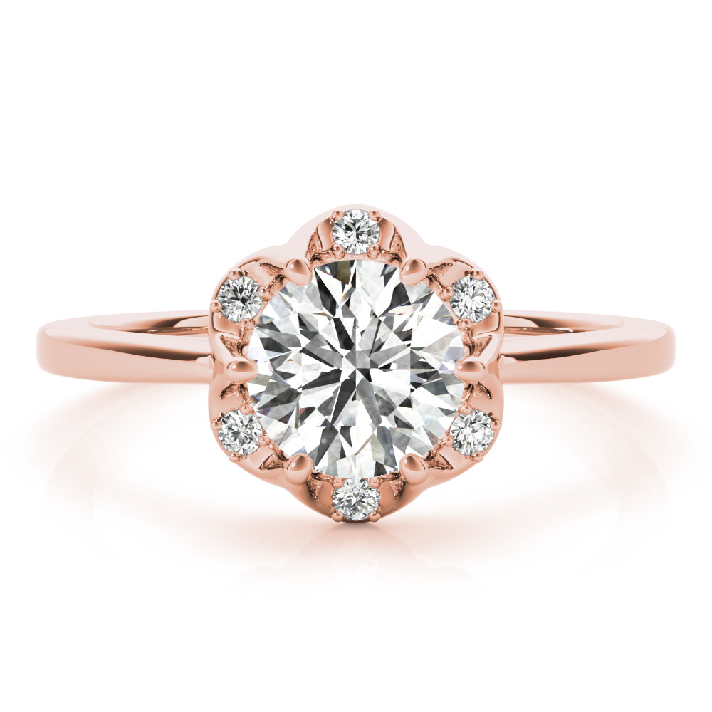 18K Rose Gold 1 CT Diamond Halo Engagement Ring