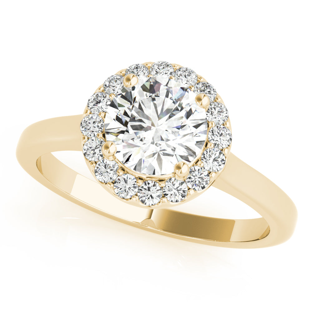 18K Yellow Gold 1.25 ct Diamond Halo Engagement Ring