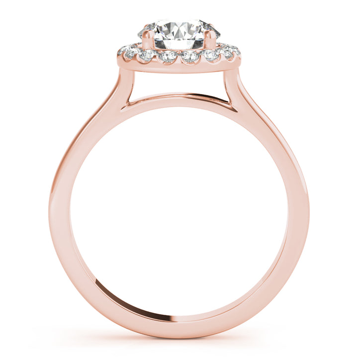 18K Rose Gold Round Diamond Halo Engagement Ring