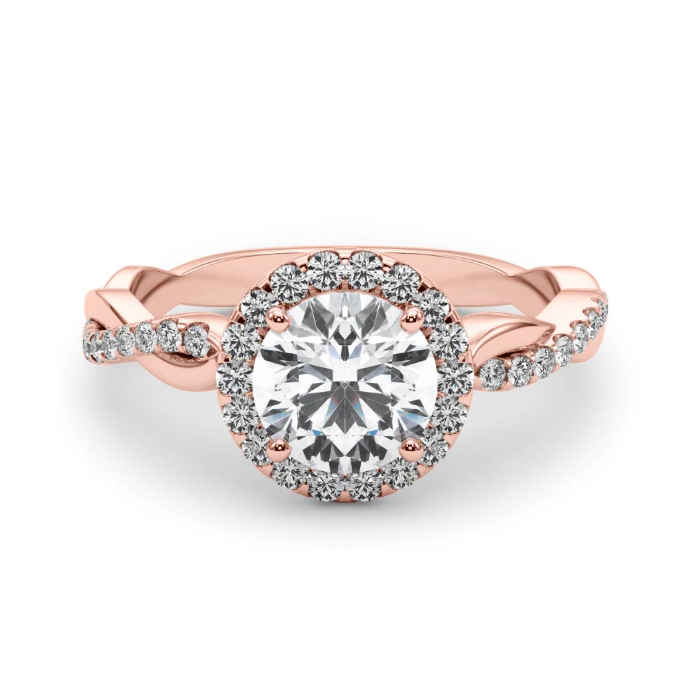 18K Rose Gold 1 CT Diamond Halo Engagement Ring