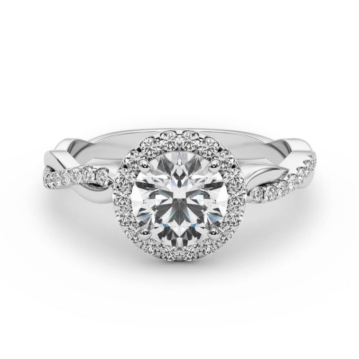 18K White Gold 1 CT Diamond Halo Engagement Ring