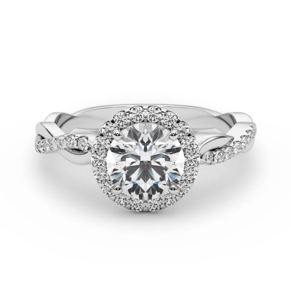 Platinum 1.2 ctw Round Diamond Halo Engagement Ring