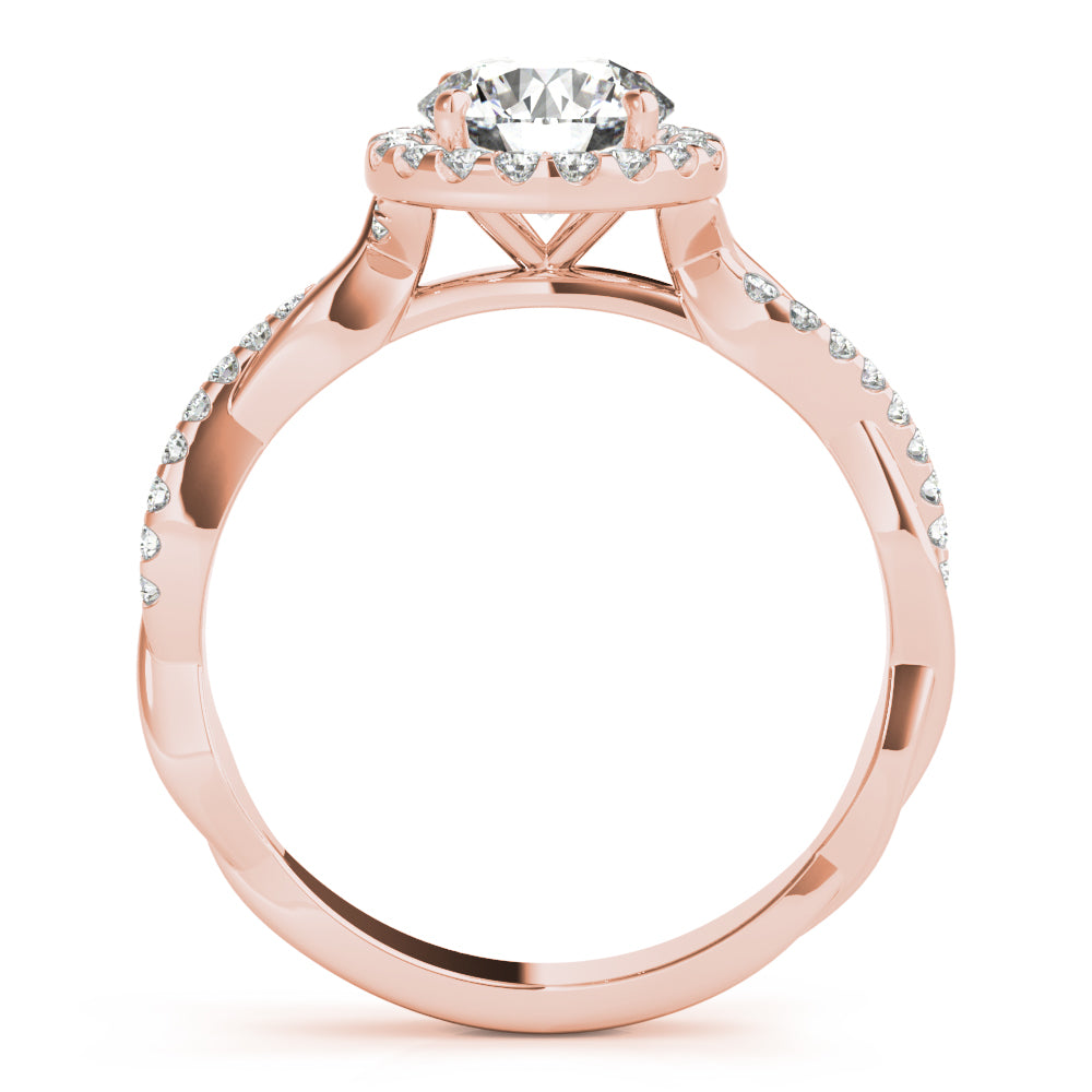 18K Rose Gold 1 CT Diamond Halo Engagement Ring