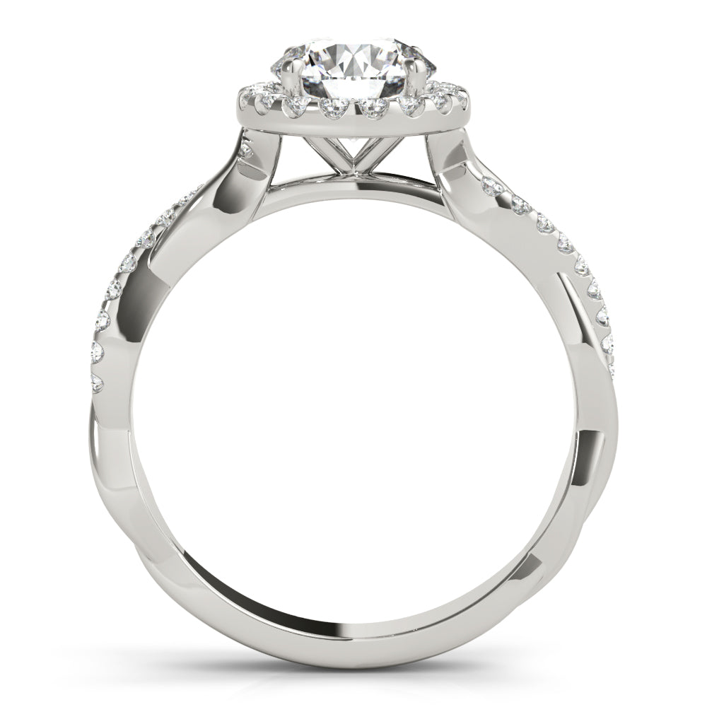 Platinum 1.2 ctw Round Diamond Halo Engagement Ring