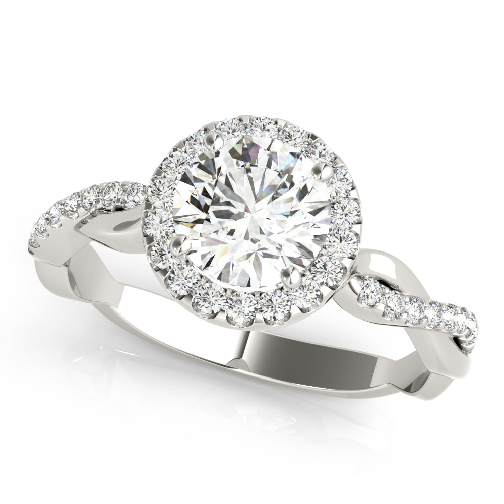 Platinum 1.2 ctw Round Diamond Halo Engagement Ring
