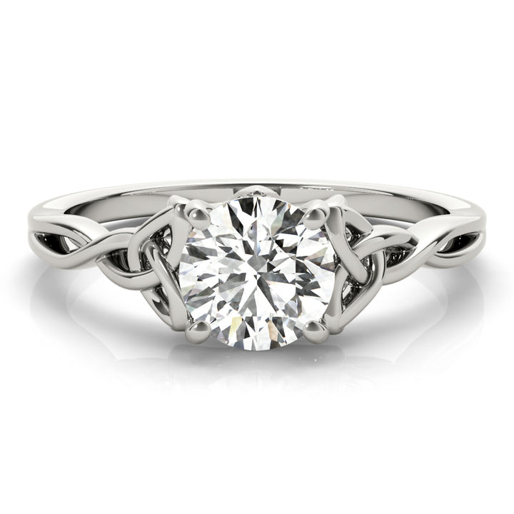 14K White Gold 1/2 CT Round Diamond Engagement Ring