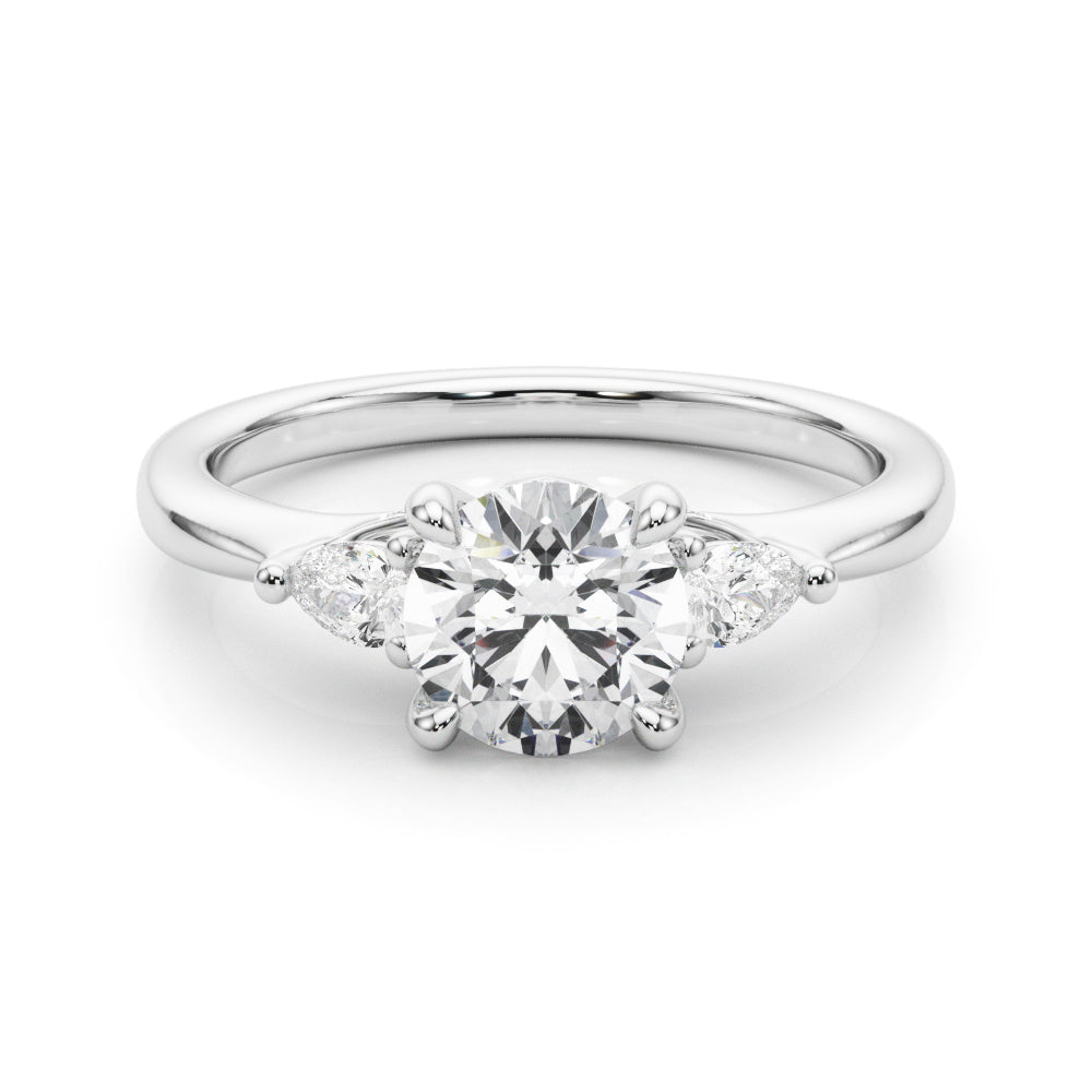 14K White Gold Round Diamond Engagement Ring