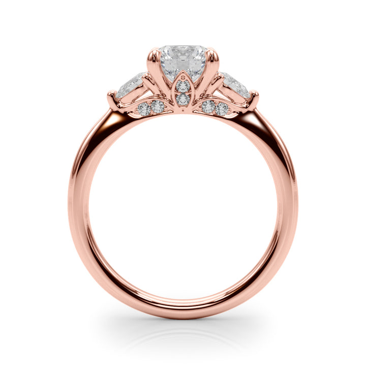 14K Rose Gold Lab Diamond 3-Stone Ring