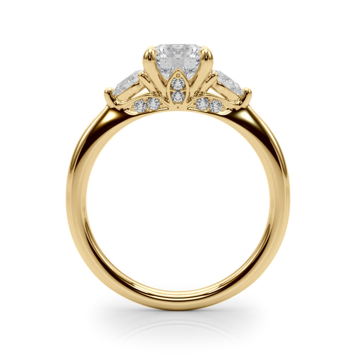 18K Yellow Gold Lab Diamond 3-Stone Statement Ring
