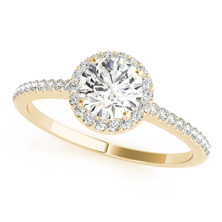 18K Yellow Gold Round Diamond Halo Ring