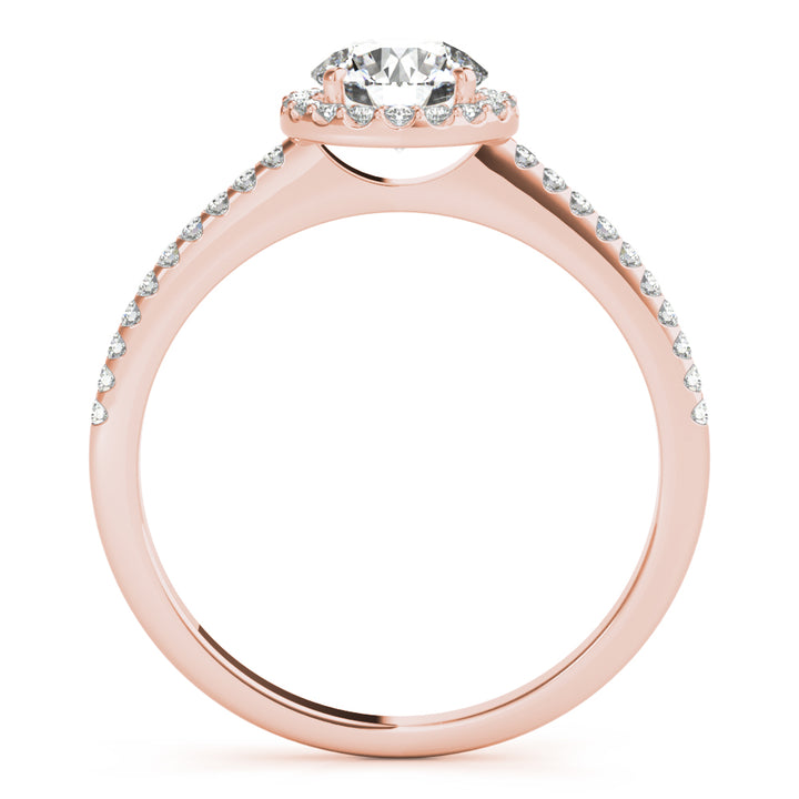 18K Rose Gold Round Diamond Halo Engagement Ring