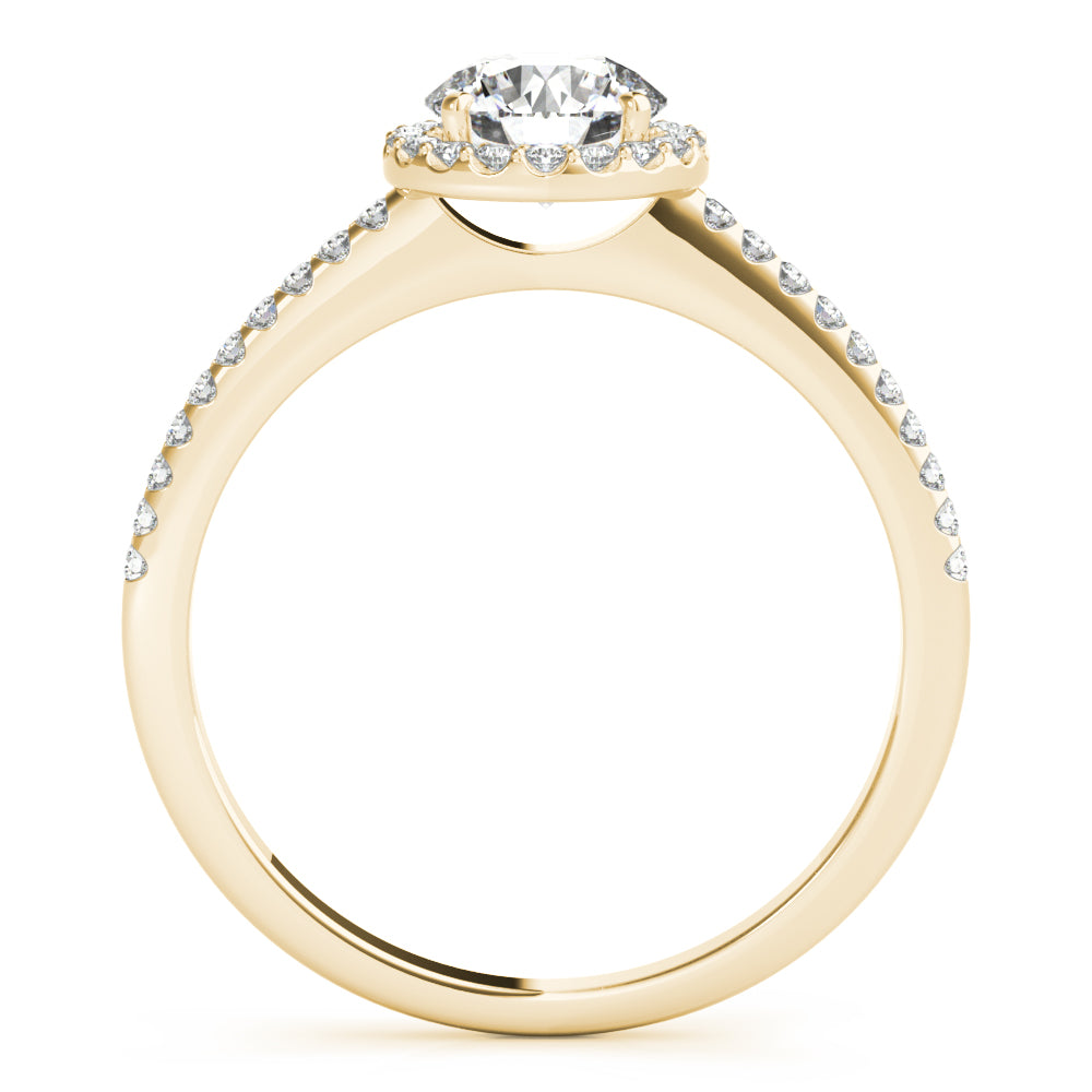 18K Yellow Gold Round Diamond Halo Ring
