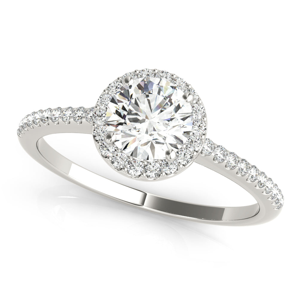 18K White Gold Diamond Halo Engagement Ring 0.5 CT