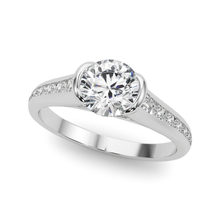 18K White Gold Round Diamond Engagement Ring