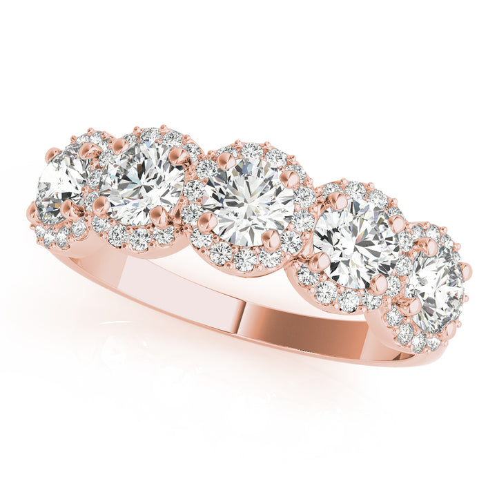 18K Rose Gold Multi-Diamond Wedding Ring