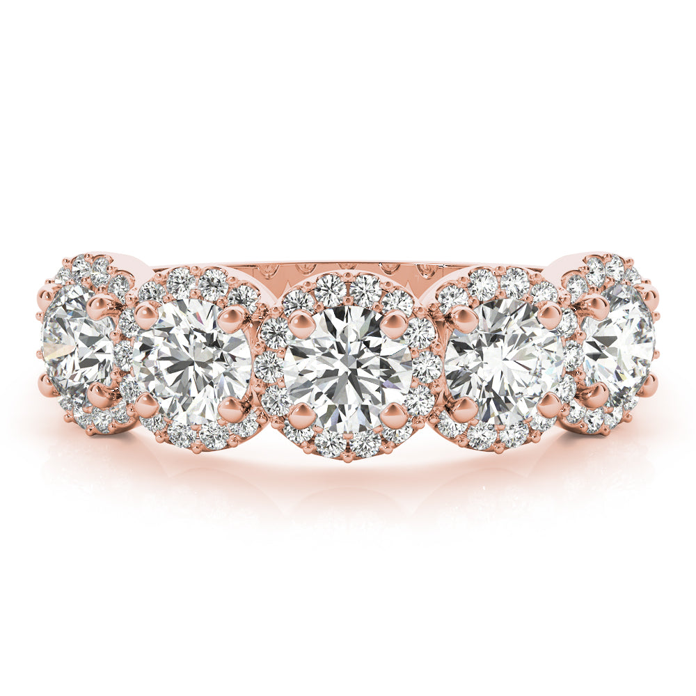 18K Rose Gold Multi-Diamond Wedding Ring