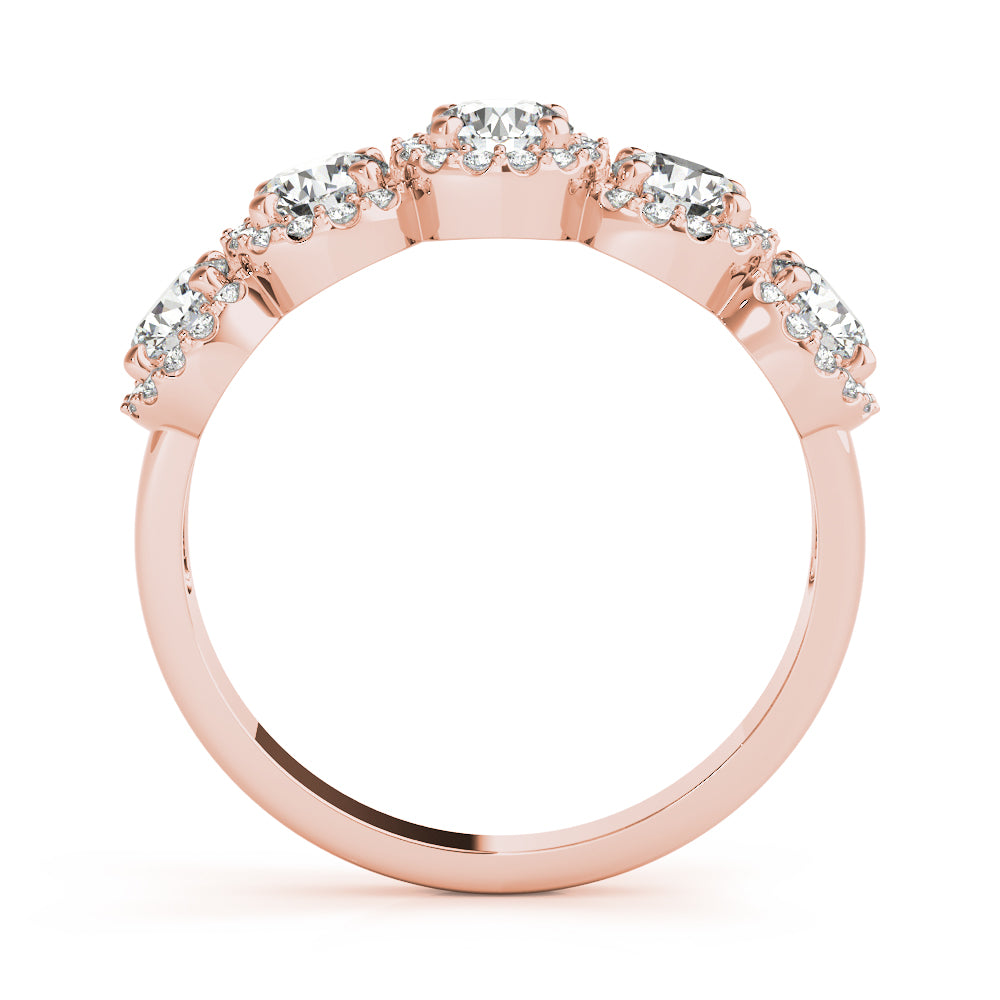 18K Rose Gold Multi-Diamond Wedding Ring