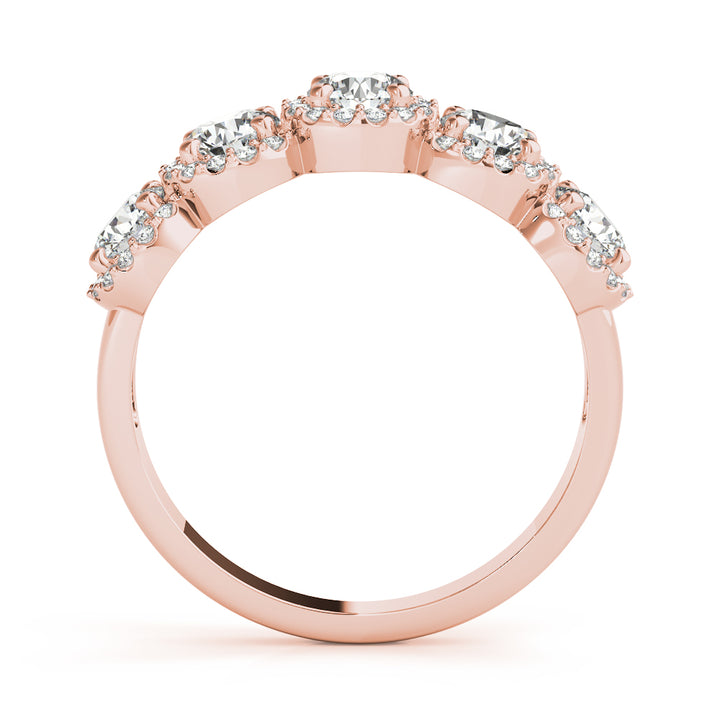 18K Rose Gold Multi-Diamond Wedding Ring