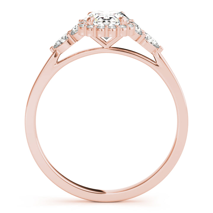 18K Rose Gold Oval Diamond Engagement Ring with Halo