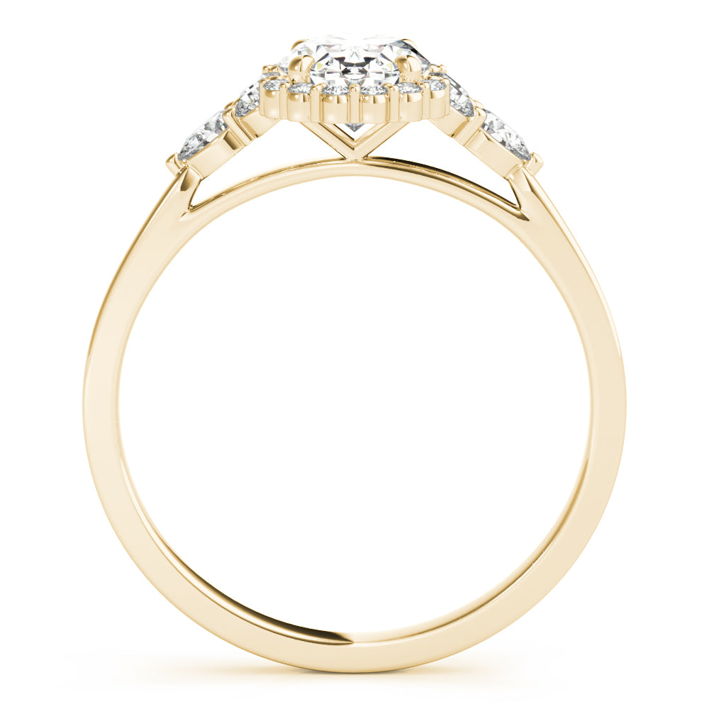 18K Yellow Gold Oval Diamond Halo Ring