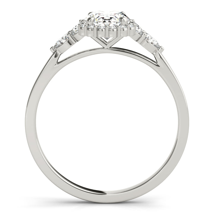 18K White Gold Oval Diamond Engagement Ring with Halo